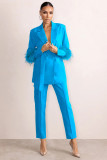 Fuzzy Fashion Casual Long Sleeve Two-Piece Blazer and Pants Set