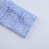 Autumn Elegant V Neck Textured Long Sleeve Dress