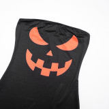 Women's Autumn Strapless Halloween Print Tight-Fitting Mini Bodycon Dress