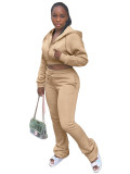 Women Hoodies and Bell Bottom Pants Two-Piece Set