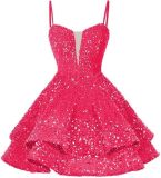 Women Sequined Strapless Sexy Prom Dress