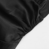 Women Halter Neck Lace-Up V-Neck Solid Bodycon Dress