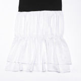 Women Chiffon Patchwork Contrast Color Dress