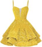 Women Sequined Strapless Sexy Prom Dress