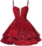 Women Sequined Strapless Sexy Prom Dress