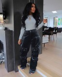 Women Autumn/Winter American Velvet Pocket Cargo Wide-Leg Pants