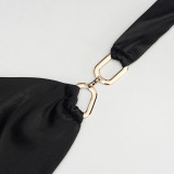 Women Halter Neck Lace-Up V-Neck Solid Bodycon Dress