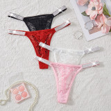 Women Lace Knitting See-Through Strap Sexy Panties