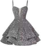 Women Sequined Strapless Sexy Prom Dress