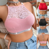 Women Lace Patchwork Halter Neck Backless Bra