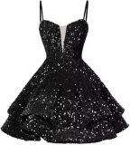 Women Sequined Strapless Sexy Prom Dress