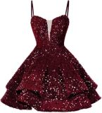 Women Sequined Strapless Sexy Prom Dress