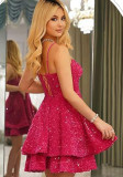 Women Sequined Strapless Sexy Prom Dress