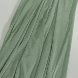 Women Sexy V-Neck Backless Pleated Bodycon Fishtail Dress