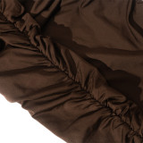 Women Slash Shoulder Off-The-Shoulder Pleated Solid Bodycon Dress