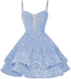 Women Sequined Strapless Sexy Prom Dress