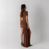 Women Slash Shoulder Off-The-Shoulder Pleated Solid Bodycon Dress