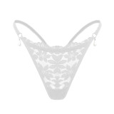 Women lace thong panties with flower and small pearl thong