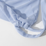 Women Strapless V-Neck Sleeveless Backless See-Through Mesh Slit Maxi Dress