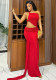 Women Asymmetrical Pleated One-Shoulder Strapless Solid Bodycon Dress