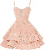 Women Sequined Strapless Sexy Prom Dress