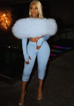 Women Autumn Furry Patchwork Jumpsuit