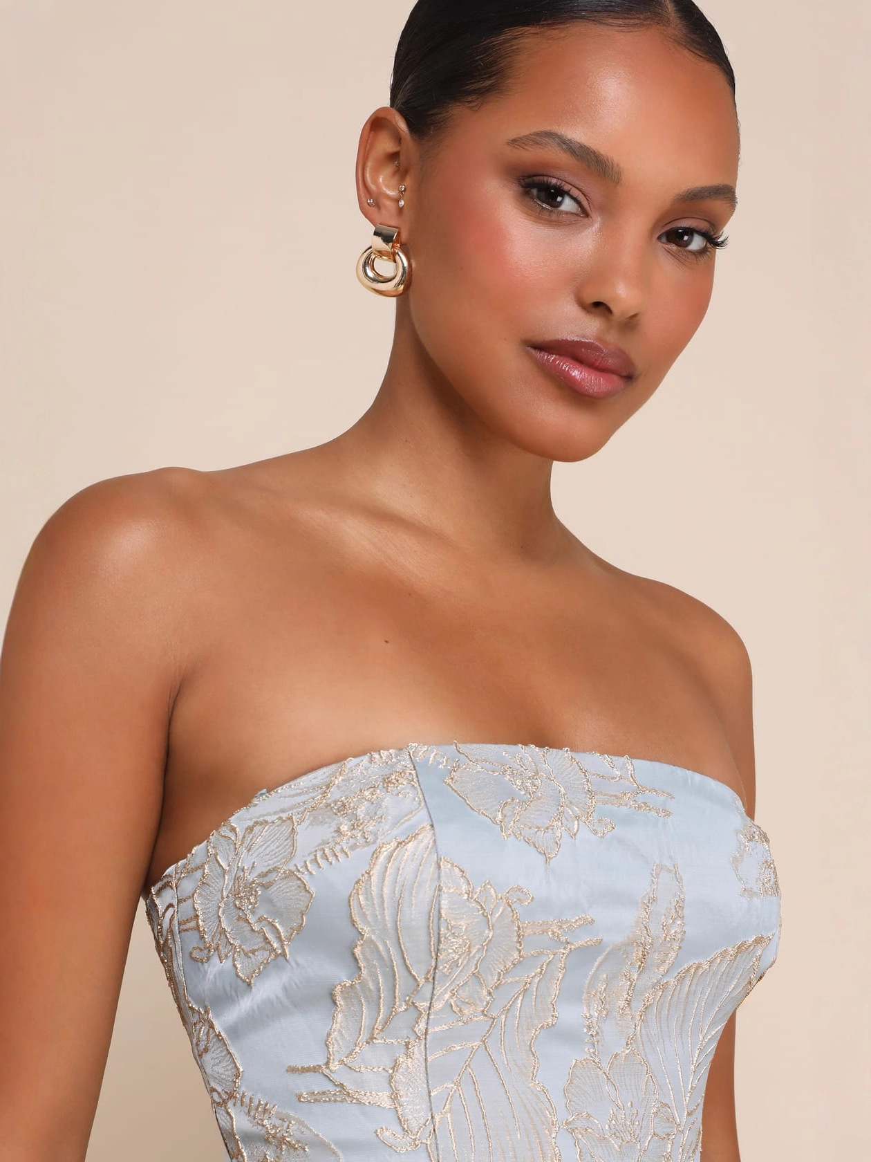 Women Strapless Floral Dress