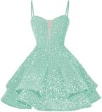 Women Sequined Strapless Sexy Prom Dress