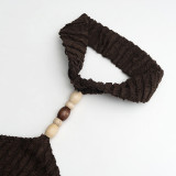 Women Strapless Sleeveless Backless Lace-Up Sexy Mini Dress