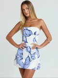 Women Strapless Floral Dress
