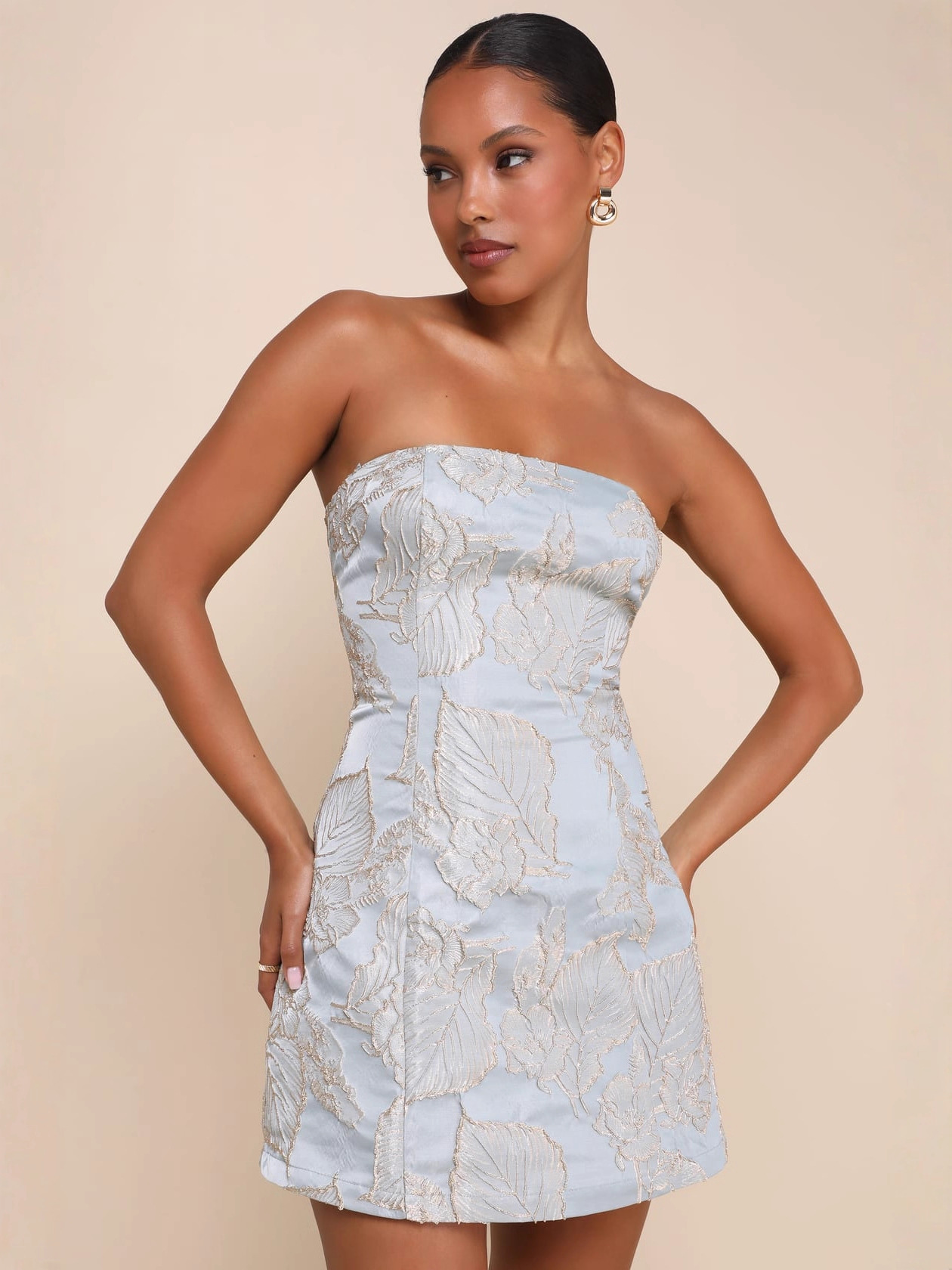 Women Strapless Floral Dress