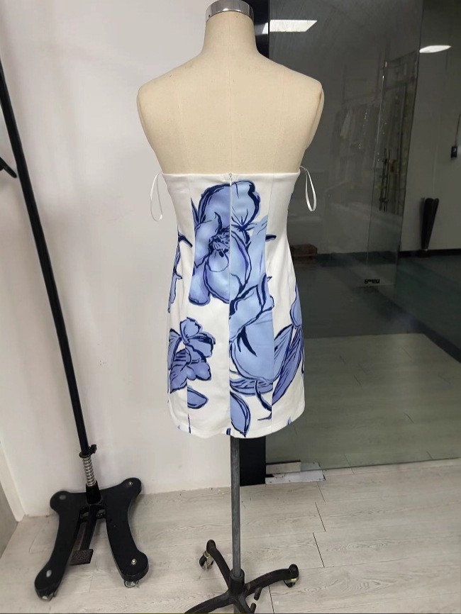 Women Strapless Floral Dress