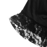 Women Sexy Strapless Lace Patchwork Hollow Irregular Mini Dress