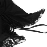 Women Sexy Strapless Lace Patchwork Hollow Irregular Mini Dress