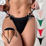 Women sexy erotic chain bow seamless thong panties
