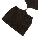 Women Strapless Sleeveless Backless Lace-Up Sexy Mini Dress