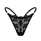 Women lace thong panties with flower and small pearl thong