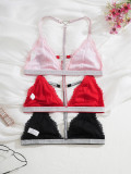 Women Halter Neck Backless Triangle Bra with Detachable Buttons Bras