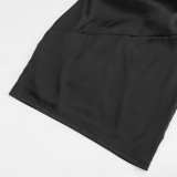 Women Halter Neck Lace-Up V-Neck Solid Bodycon Dress
