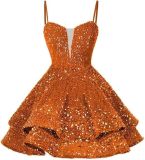 Women Sequined Strapless Sexy Prom Dress