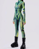 Halloween Print Tight Fitting Adult Cosplay Jumpsuit Costume
