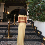 Autumn Women's Fashion Sexy Strapless Crop Top Sexy Chic Long Skirt Two-Piece Set