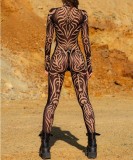 Halloween Print Tight Fitting Adult Cosplay Jumpsuit Costume