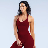 Women Halter Neck Yoga Sports Bra Backless Tank Top