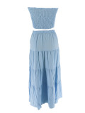 Summer Strapless Top High-Waist Long Skirt Holidays Fashion Casual Two-Piece Set