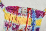 Color Block Print Women's Slim Waist Trendy A-Line Short Dress