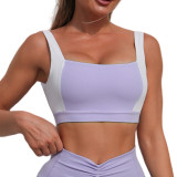 Women contrasting backless sports vest and yoga culottes