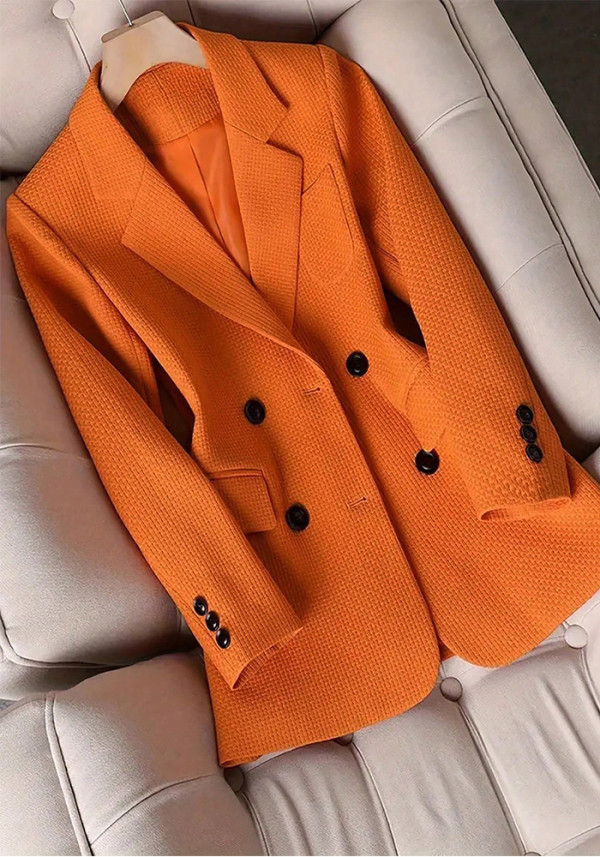 Plus Size Women's Fashion Solid Color Elegant Button Career Professional Blazer