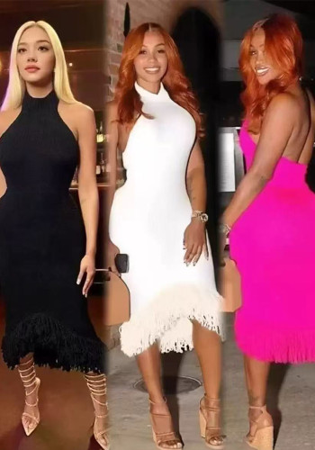 Sexy Women's Fashion Solid Color Strap Dress