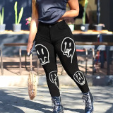 Halloween Print Skull Women's Denim Pants